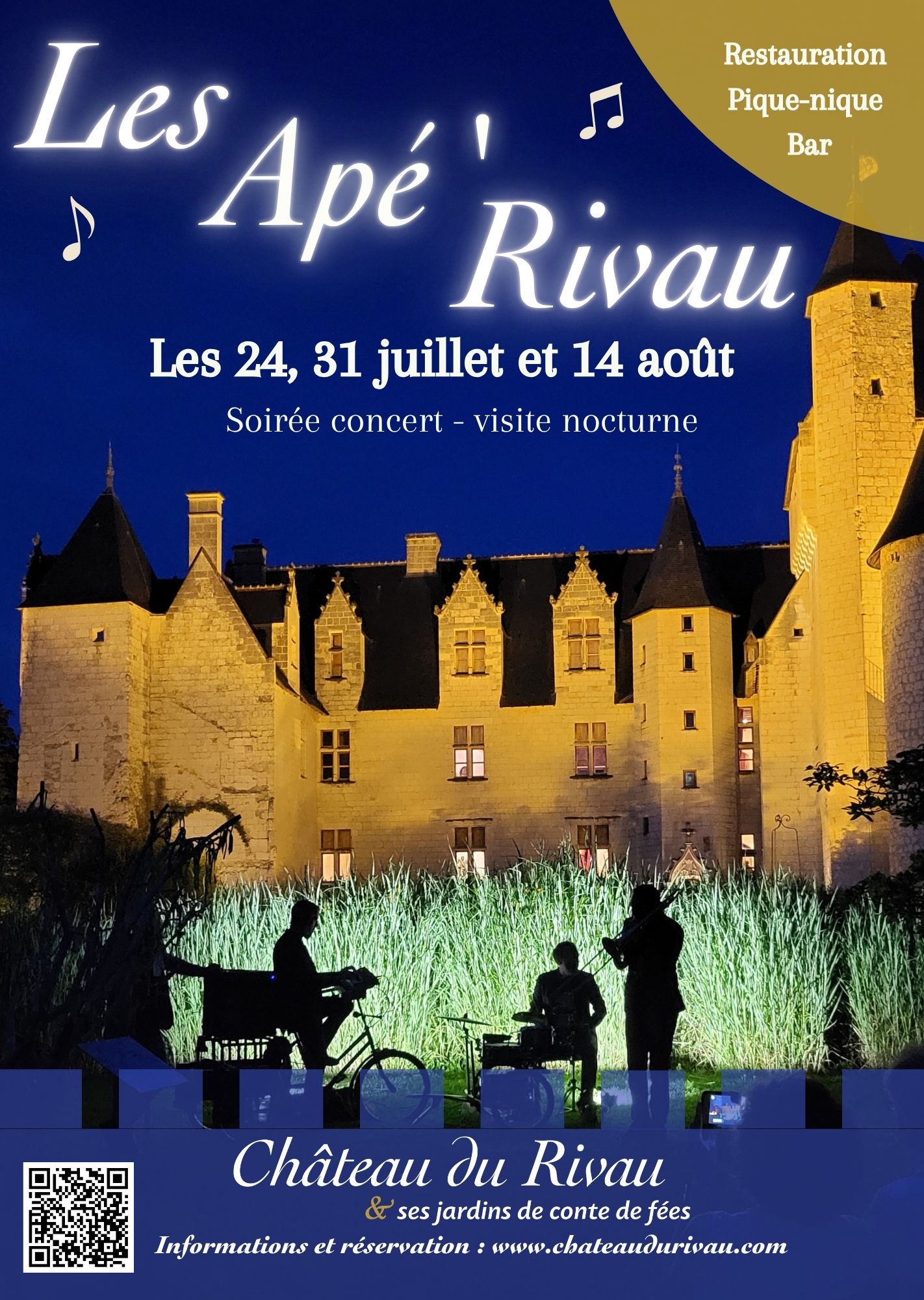 affiche apé'rivau A4 Apérivau au Château du Rivau - soirée musicale autour de Chinon